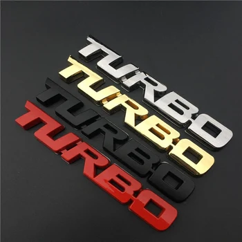 1 KOS 3D TURBO Emblem Logotip Črke Chrome Uspela Fender značko Trunk 3D Avto Nalepke za Cruze Geely Audi Avto Styling 1