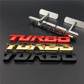 1 KOS 3D TURBO Emblem Logotip Črke Chrome Uspela Fender značko Trunk 3D Avto Nalepke za Cruze Geely Audi Avto Styling 2