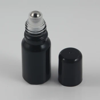 10 ml Mini Roll Na Testni Vzorec Roller Steklenico za Eterična Olja ponovno napolniti Stekleničke Parfuma Deodorant Posode s Črnim pokrovom