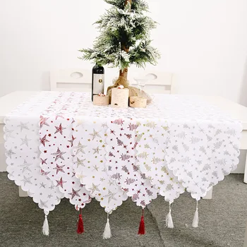180x36cm Porjavelost Bel Božič Namizni Tekač Božično Drevo Star Tassel Tabela Kritje Za Poroko Doma Stranka Prtom Ponudbe