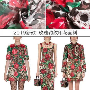 2019 new rose in leopard tiskanja napredno digitalno tiskanje tkanine, poliester tiskanje modne tkanine, krilo, hlače, kopalke, tkanine