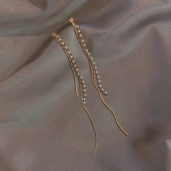 2020 korejski novega modela, modni nakit preprost dolgo tassel pearl tanek obraz ženski uhani