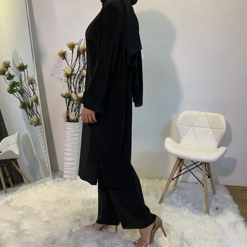 2021 Muslimanskih Oblačil Nove Modne Preprost Arabskem Čiste Barve Zavihanimi Muslimanskih Žensk Dve-delni Set Evropske Oblačila Abaya 2