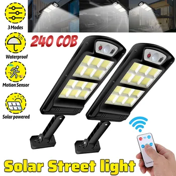 240 COB Sončne LED Street Lahka Nepremočljiva PIR Senzor Gibanja Smart Remote kontrolna Lučka 1200W Prostem Vrt Varnosti Stenske Luči