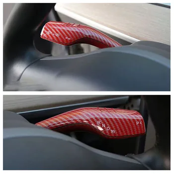 2pcs Notranje zadeve Ogljikovih Vlaken Avto Volan Metlice Ročica Pokrov Obliž za Tesla Model 3/Y Stolpec Shift zaščitni Pokrov 0