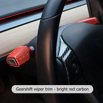 2pcs Notranje zadeve Ogljikovih Vlaken Avto Volan Metlice Ročica Pokrov Obliž za Tesla Model 3/Y Stolpec Shift zaščitni Pokrov 1