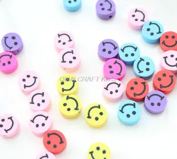500pcs mix barve smeška kroglice - izdelovanje nakita ponudbo visoko kakovostnih lepe kroglice polimerne gline nasmeh distančnik kroglice
