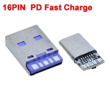 5pcs/veliko TIPA C USB moški z IC 5-core stretch ujemanje male16pin varjenje Podatkov line vmesnik priključek za hitro polnjenje 0