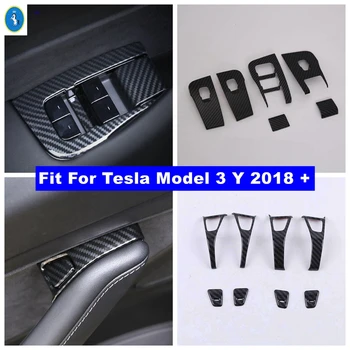 Avto Oknu Nadzorna Plošča Pokrov Gumb Trim Za Tesla Model 3 Pribor Plošča iz Ogljikovih Vlaken ABS Za Tesla Model Y 2018 - 2022