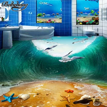 beibehang po Meri velikih ozadje 3D dnevna soba tla stereo šok valovi puffin plaži, wc, kopalnica, spalnica 3d tla slikarstvo 0