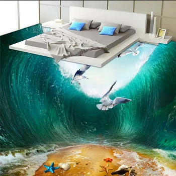 beibehang po Meri velikih ozadje 3D dnevna soba tla stereo šok valovi puffin plaži, wc, kopalnica, spalnica 3d tla slikarstvo 3