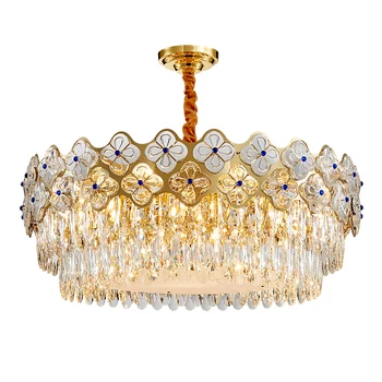 Cvet Kristalno Sodobne Vzmetenje luç Zatemniti LED Viseče Svetilke Lustre Zlato Lestenec Luksuznih Doma Dekor