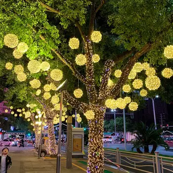 Dekorativni Plastični Vrt Ustvarjalne Rattan Žogo Slog LED Lučka Dekor za Dom 0