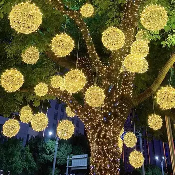 Dekorativni Plastični Vrt Ustvarjalne Rattan Žogo Slog LED Lučka Dekor za Dom 1