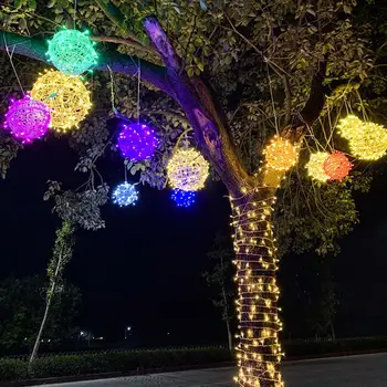 Dekorativni Plastični Vrt Ustvarjalne Rattan Žogo Slog LED Lučka Dekor za Dom 3