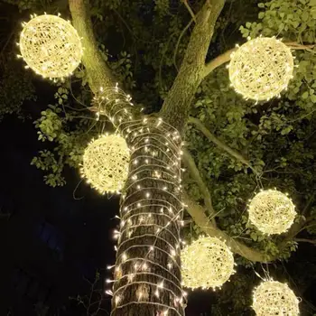 Dekorativni Plastični Vrt Ustvarjalne Rattan Žogo Slog LED Lučka Dekor za Dom 4