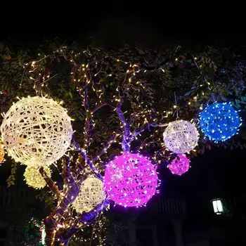 Dekorativni Plastični Vrt Ustvarjalne Rattan Žogo Slog LED Lučka Dekor za Dom 5