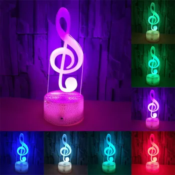 Glasba Opomba 3D LED Optične Iluzije, Svetilke Novost noč svetlobe 7 Sprememba Barve Dotik Vklop Svetilke za Otroke Rojstni dan, USB&Baterije