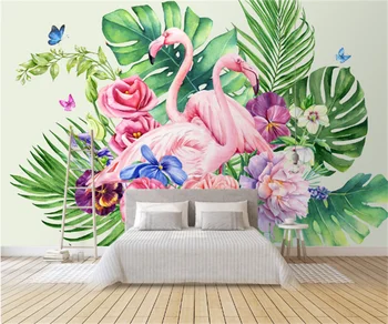 Jugovzhodna Azija sveže zelene rastline flamingo, dnevna soba ozadju steno stensko strokovno meri 3d ozadje stenske nalepke