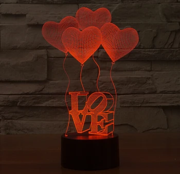 Ljubezen Srce Baloni Senzor LED Nočna Lučka Otrok 3D Luminaria Lučka za Romantično Vzdušje v Spalnici Nočna Počitnice Dekoracijo