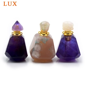 Naravnih draguljev gladko kamen parfumi, eterična olja steklenico amethysts obesek s palico za ogrlico nakit, izdelava