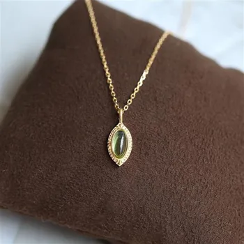 Nova zasnova grozdja kamen retro sodišče vklesan ovalne geometrijske ogrlico, obesek, elegantno in sveže žensk srebrni nakit