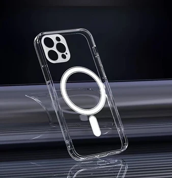 Original Magnetni Brezžično Polnjenje Primeru Za iPhone 12 MAX Pro Mini Prozoren Silikonski Shockproof Kritje Dodatki