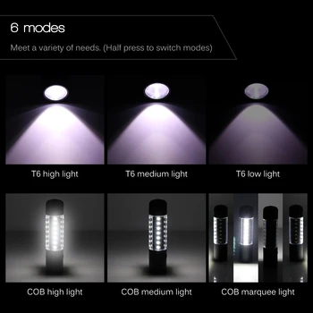 PANYUE Najnovejši XML-T6 +COB LED Mini Žep Svetilka Delo Svetlobe, Penlight Svetilko Svetilka Visoke 1000Lumens 6 Načini Kampu Lanterna 5