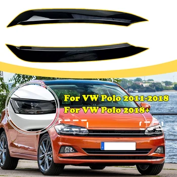 Par Avto Sprednji Žarometi Veke Žaromet Obrvi ABS Trim Avto Nalepke Kritje Za VW Polo 2011-2018/2019-2021 AVTO ACCESSORI