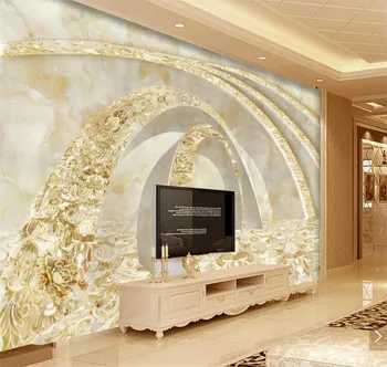 Po meri Photo 3D Ozadje Stereo konkavno-konveksna Zlati čas predor sodobne marmorja v ozadju stene de papel parede