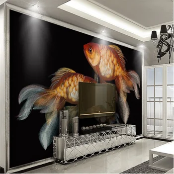 Po meri zidana Evropskem slogu, Dnevna Soba Dekoracijo 3D zlata ribica oljna slika, TV ozadju stene Spalnica steno papirjev doma dekor 3