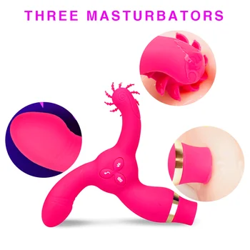 Seks Sesanju Klitoris Stimulator Dildo, Vibrator Nastavek Bedak za Ženske, G-Spot Masturbator Jezika Ustni Lizanje Vibrator Seks Igrače 1