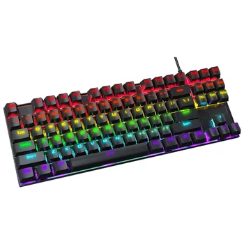 T18 Mehansko Tipkovnico, Igranje 87-tipkovna RGB Svetlobne Tipkovnico USB, Žična Razlitja-odporna Proti-prikazen Podporo Okno Mac teclado