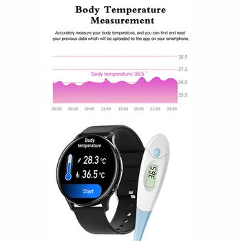 Telesna Temperatura Smartwatch 360*360 Moški Ženske Nepremočljiva Krvni Tlak Kisika Pametno Gledati Šport Budilka Fitnes Tracker 4
