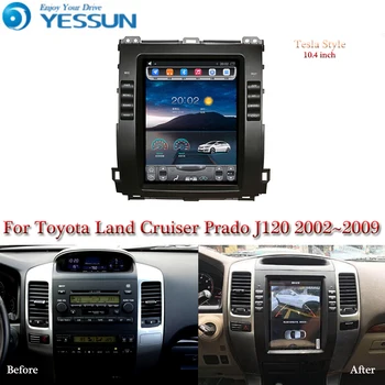 Tesla maska Za Toyota Land Cruiser Prado J120 2002 2009 Android Multimedijski Predvajalnik, Avto Radio Stereo Zvoka GPS Navigacije