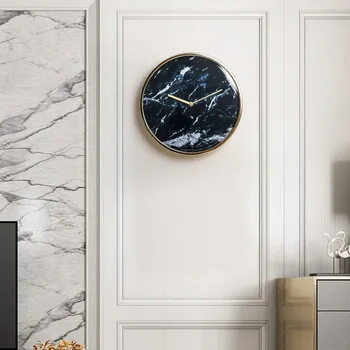 Ustvarjalne nove Nordijske minimalističen marmorja stenske ure brez obsega spalnico študija tiho quartz ura 1
