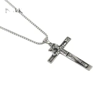 Ustvarjalne uporni Jezus križ obesek ogrlica Vintge 316 nerjavnega jekla pitne Jezus križ nakit ogrlica