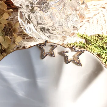 Votlo Geometrijo Preprost Star Nosorogovo Zlati Zlitine Cirkon Silver Plated Igle Stud Uhani za Ženske