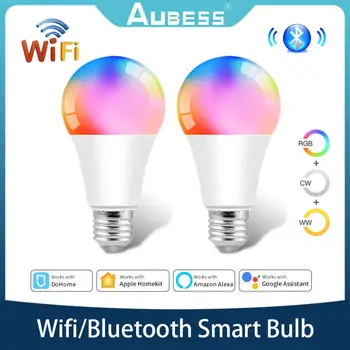 Wifi/Modra-zob 12W E27 Smart Žarnica DIY RGBCW Pisane Zatemniti Števec LED Lučka za Glasovni Nadzor Deluje Z Alexa Google Pomočnik
