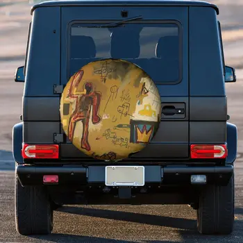 Človek rdeče Pnevmatike Pokrovček 4WD 4x4 SUV Basquiats Rezervno Kolo Zaščitnik Univerzalni Fit za Jeep Grand Cherokee 14-17 Palčni 3